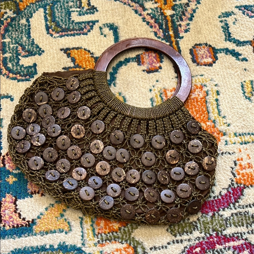 2000s Era Vintage Rope Button Boho Bag